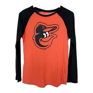 Majestic Boys XL Baltimore Orioles 3/4 Sleeve Raglan T-Shirt Multicolor MLB Fan